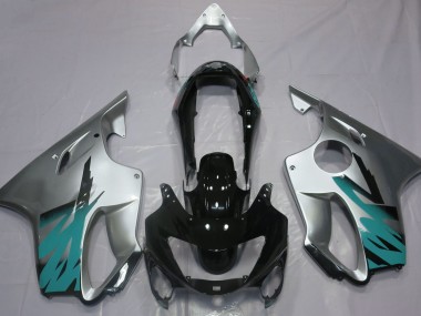 1999-2000 Gloss Silver & Teal Honda CBR600 F4 Motorcycle Fairings