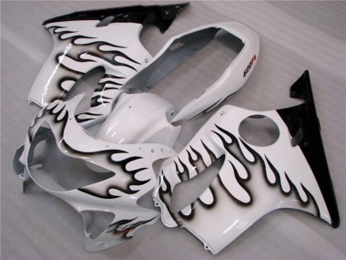 1999-2000 White and Black Flames Honda CBR600 F4 Motorcycle Fairings