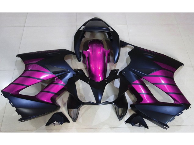 2002-2012 Matte Black & Pink Honda VFR800 Motorcycle Fairings