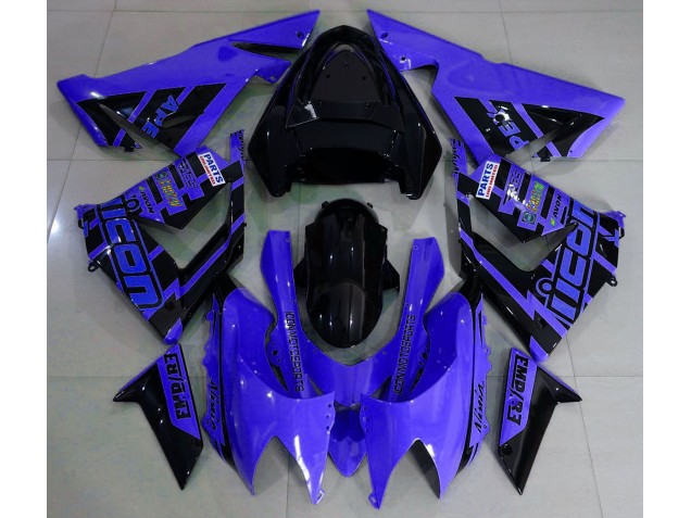 2004-2005 Blue and Black & Logos Kawasaki ZX10R Motorcycle Fairings