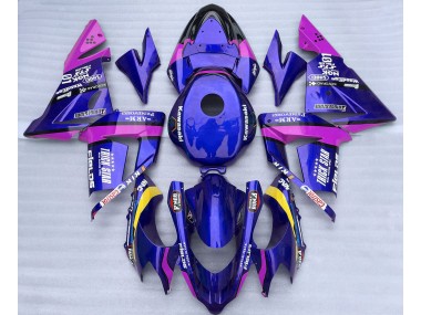 2004-2005 Blue and Pink Trickstar Kawasaki ZX10R Motorcycle Fairings