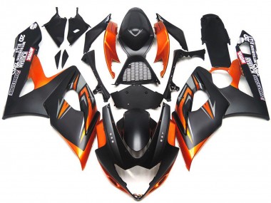 2005-2006 Custom Matte and Gloss Black and Orange Suzuki GSXR 1000 Motorcycle Fairings