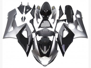 2005-2006 Silver and Black Gloss Style Suzuki GSXR 1000 Motorcycle Fairings