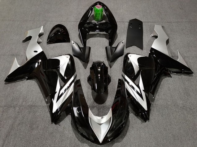 2006-2007 Black and Silver Kawasaki ZX10R Motorcycle Fairings