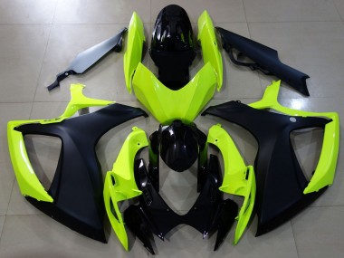 2006-2007 Gloss Yellow & Black Suzuki GSXR 600-750 Motorcycle Fairings