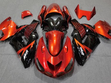 2006-2011 Burnt Orange Black Kawasaki ZX14R Motorcycle Fairings