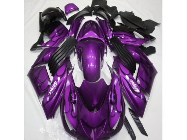 2006-2011 Gloss Purple & Flame Kawasaki ZX14R Motorcycle Fairings