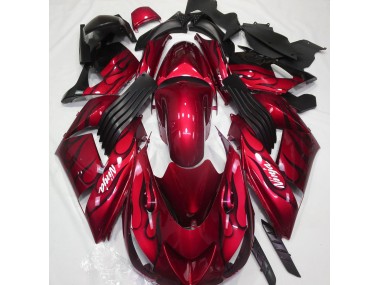 2006-2011 Gloss Red & Flame Kawasaki ZX14R Motorcycle Fairings