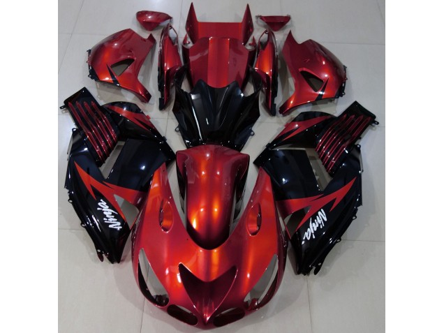 2006-2011 Gloss Red and Black Kawasaki ZX14R Motorcycle Fairings