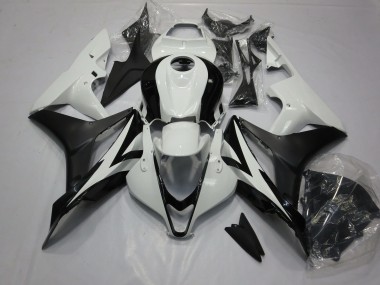 2007-2008 Clean Black and White Honda CBR600RR Motorcycle Fairings