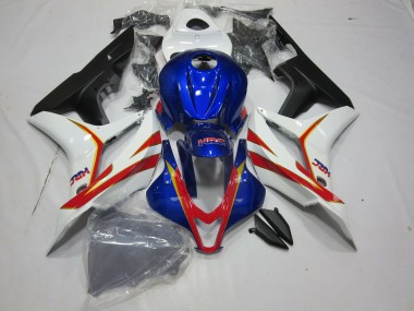 2007-2008 Deep Blue White and Red HRC Honda CBR600RR Motorcycle Fairings