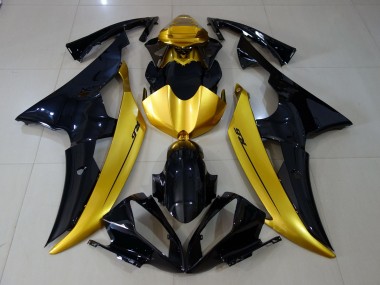 2008-2016 Gloss Black & Gold Yamaha R6 Motorcycle Fairings