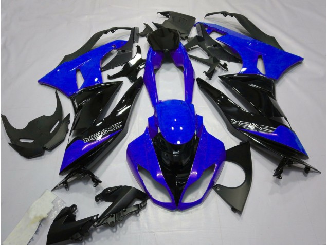 2009-2012 Gloss Blue and Black Kawasaki ZX6R Motorcycle Fairings