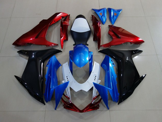 2011-2020 Custom Red Black and Blue Suzuki GSXR 600-750 Motorcycle Fairings