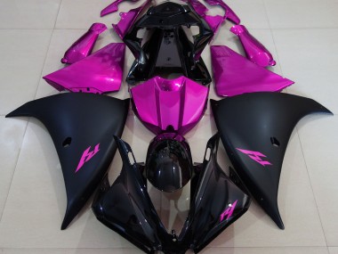 2013-2014 Matte Black and Pink Yamaha R1 Motorcycle Fairings