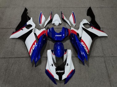 2017-2019 Blue White and Red Yamaha R6 Motorcycle Fairings